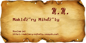 Makláry Mihály névjegykártya